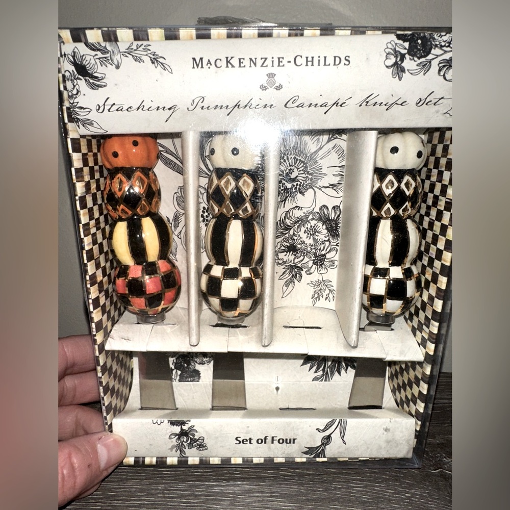 Mackenzie Childs stacked pumpkin canapé knife set